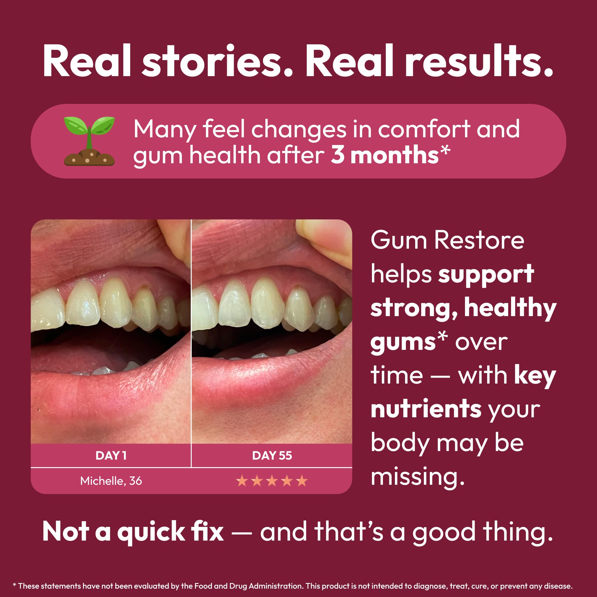 Daily-use setup showing Strong Jaw Gum Restore as part of routine