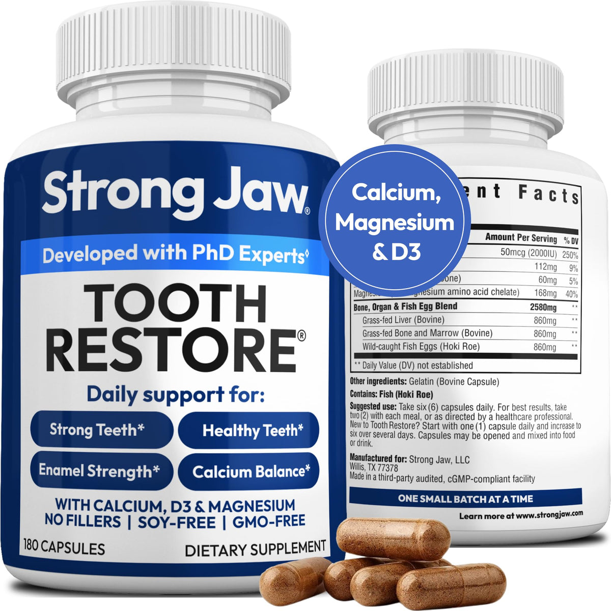 Strong Jaw Tooth Restore bottle front for daily enamel care