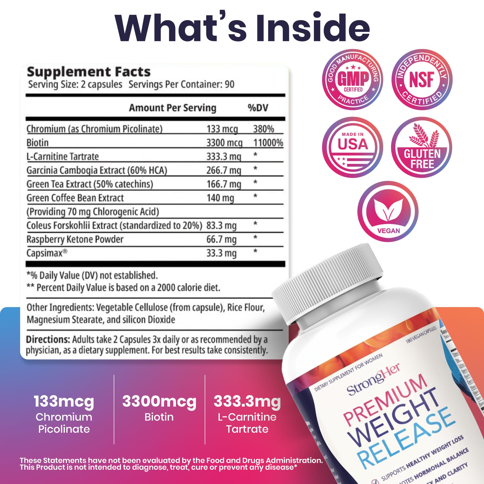Closeup of StrongHer capsules highlights vegan, gluten-free formula.