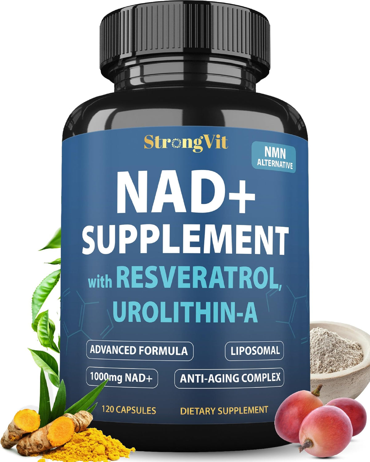 StrongVit 1000mg NAD+ bottle with liposomal formula for daily energy support