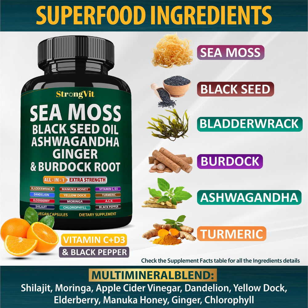 StrongVit ashwagandha-ginger capsules highlight a herbal blend for on-the-go wellness