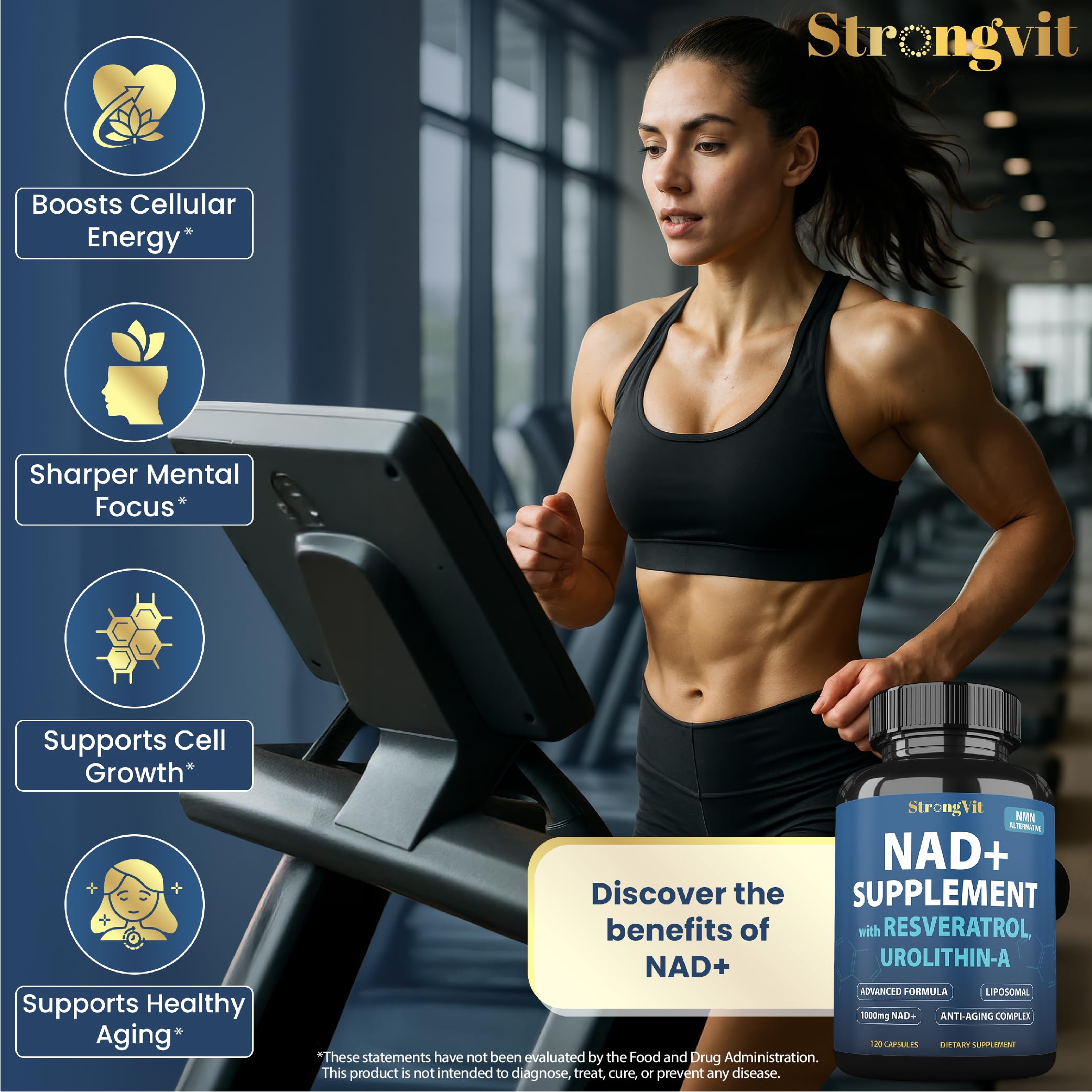StrongVit CoQ10 NAC D-ribose visuals suggesting a comprehensive ingredient stack