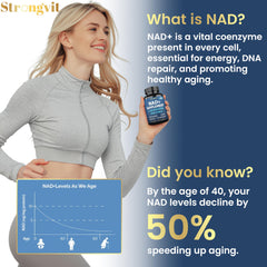 StrongVit NAD+ Resveratrol capsules close-up highlighting premium liposomal delivery