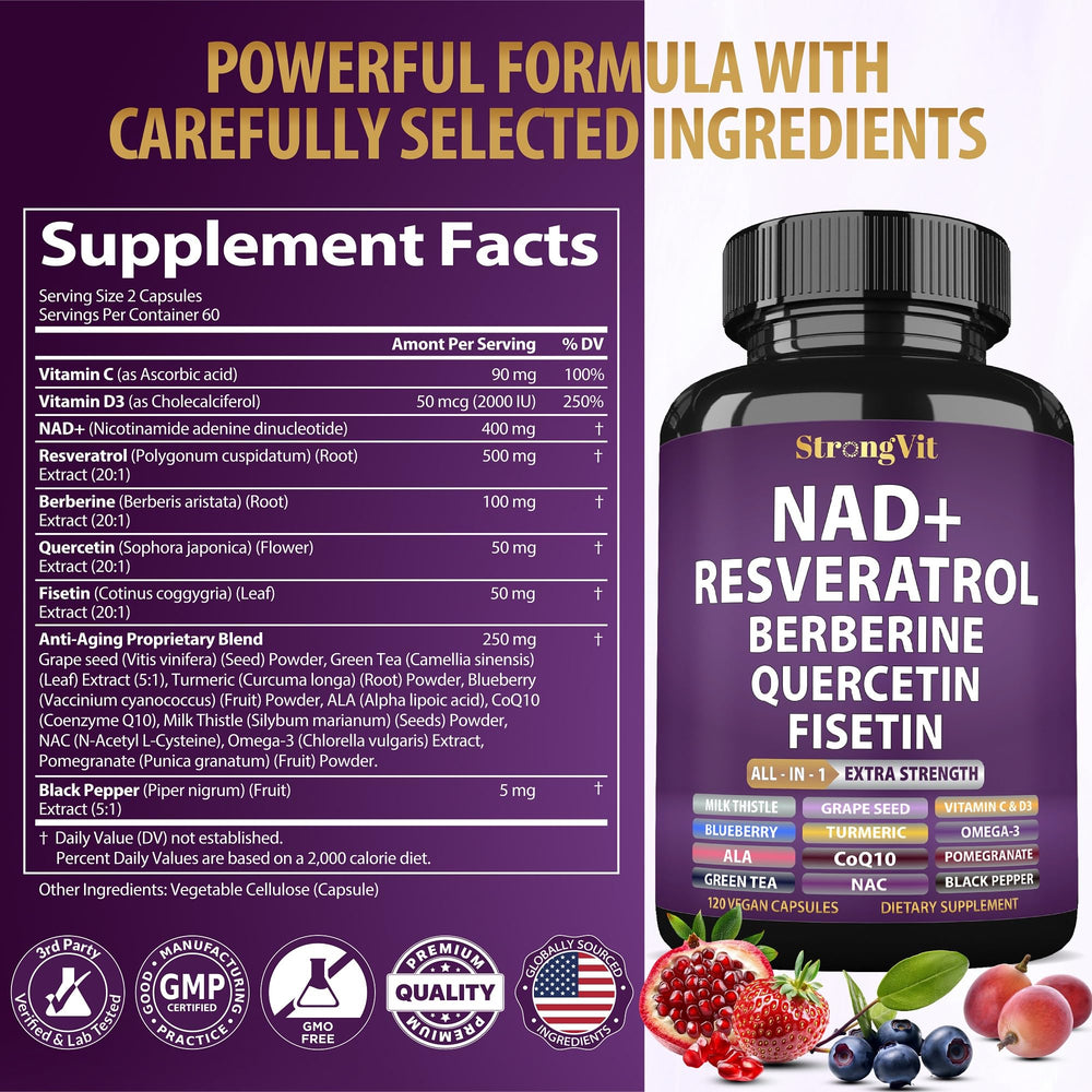 StrongVit pure organic resveratrol capsules as a natural antioxidant source