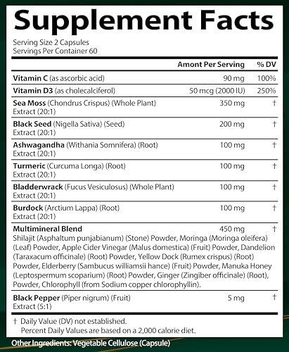 StrongVit sea moss capsules with clear label for easy daily intake