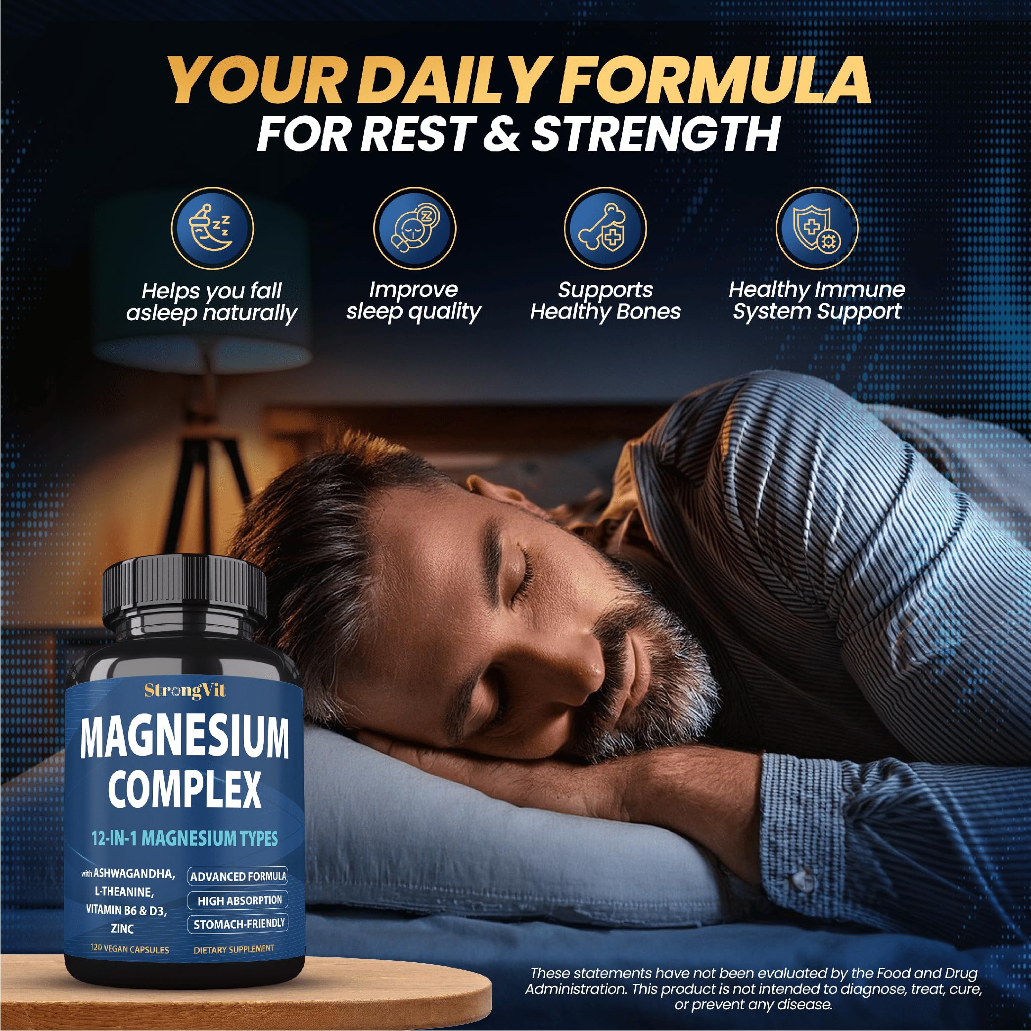 StrongVit zinc and D3 with L-theanine for immunity and relaxation.