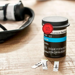 STS Home Platinum test strip dispense action for easy one-handed use.