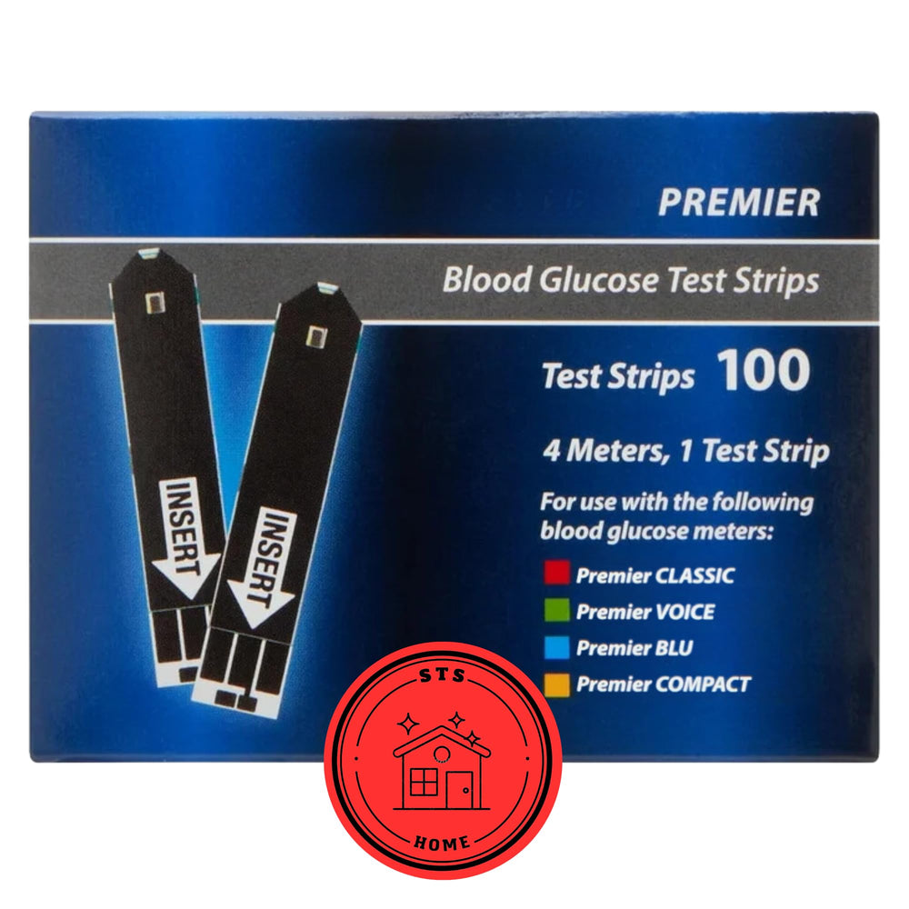 STS Home Premier Test Strips 100-count pack ready for reliable glucose checks at home
