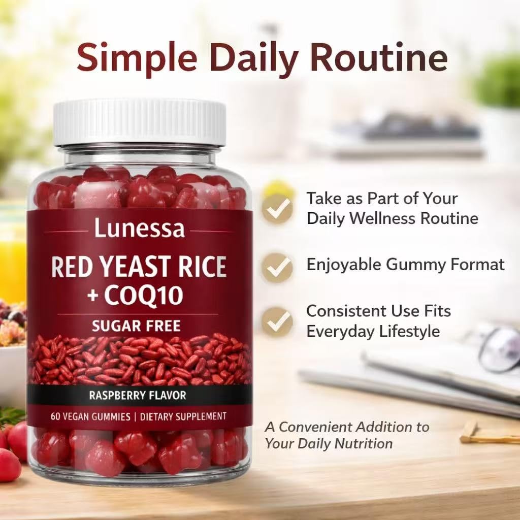 Lunessa red yeast rice label shows vegan, Non-GMO formulation