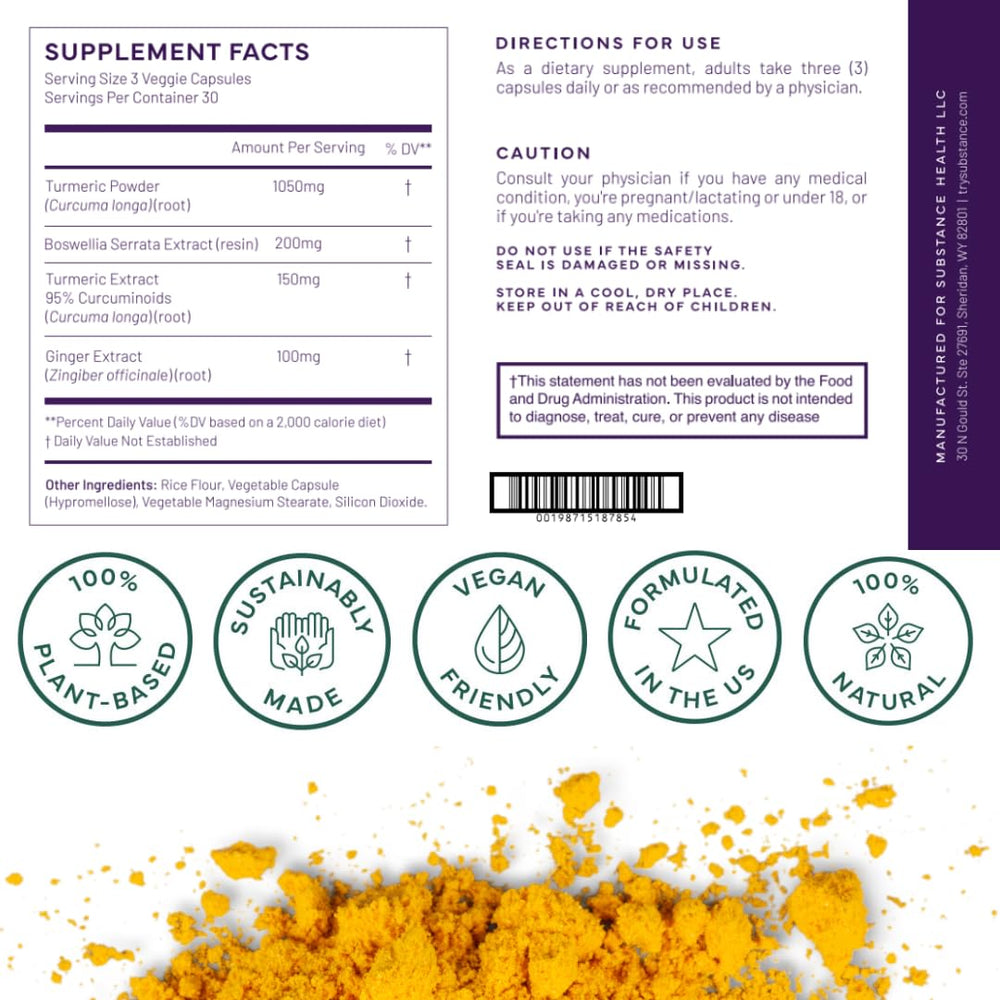 SUBSTANCE Nature's Relief boswellia dosage highlights herbal blend.