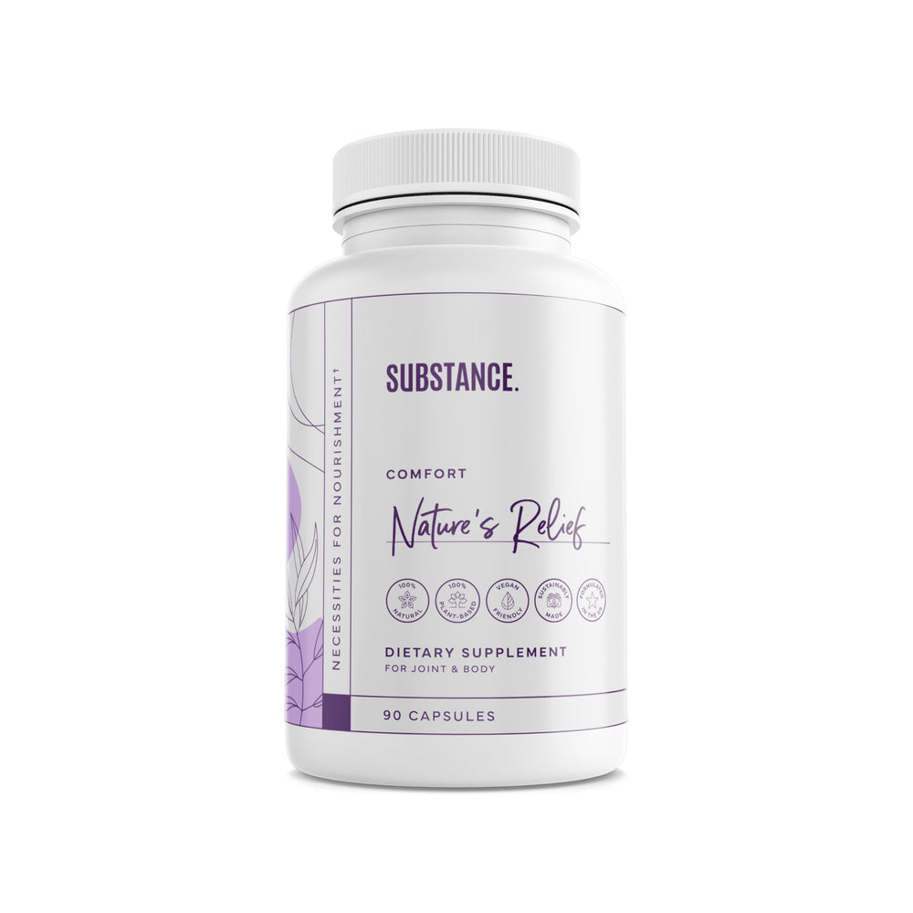 SUBSTANCE Nature's Relief turmeric capsules for joint comfort and daily mobility.