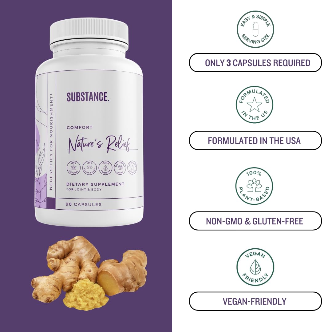SUBSTANCE Nature's Relief manufactured in the USA with non-GMO ingredients.