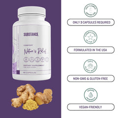 SUBSTANCE Nature's Relief manufactured in the USA with non-GMO ingredients.