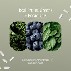 SUBSTANCE Sustenance fruits and vegetables powder displays vibrant color cues and natural nutrients.