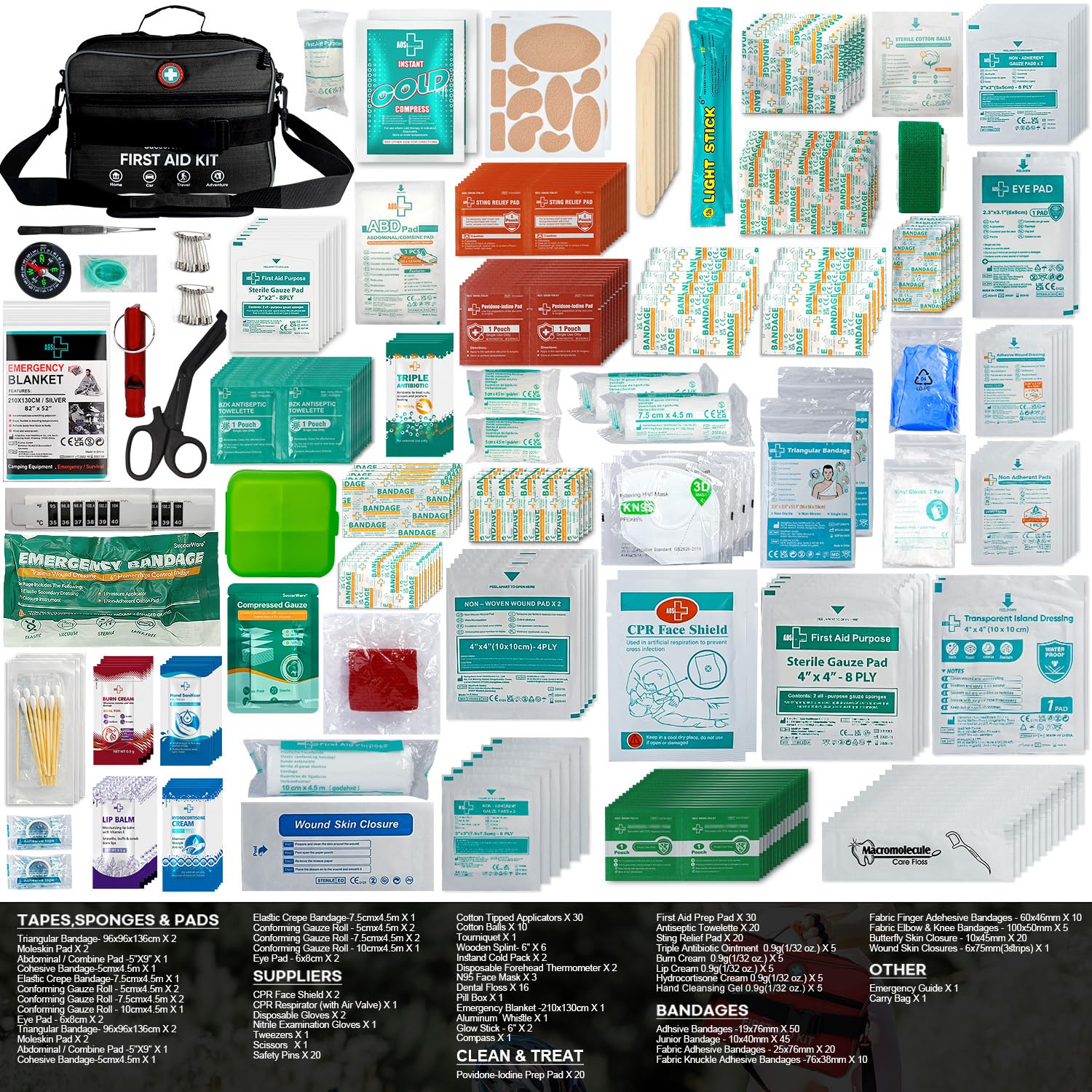 SuccorWare 435-piece medical supplies set designed for outdoor and home readiness.