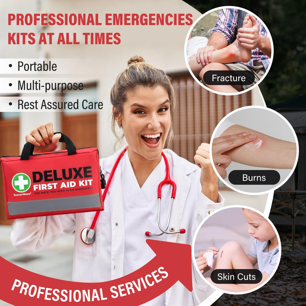 SuccorWare compact travel first aid bag designed for on-the-go safety.