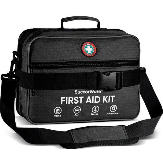 SuccorWare first aid kit compartments labeled for quick access during emergencies.