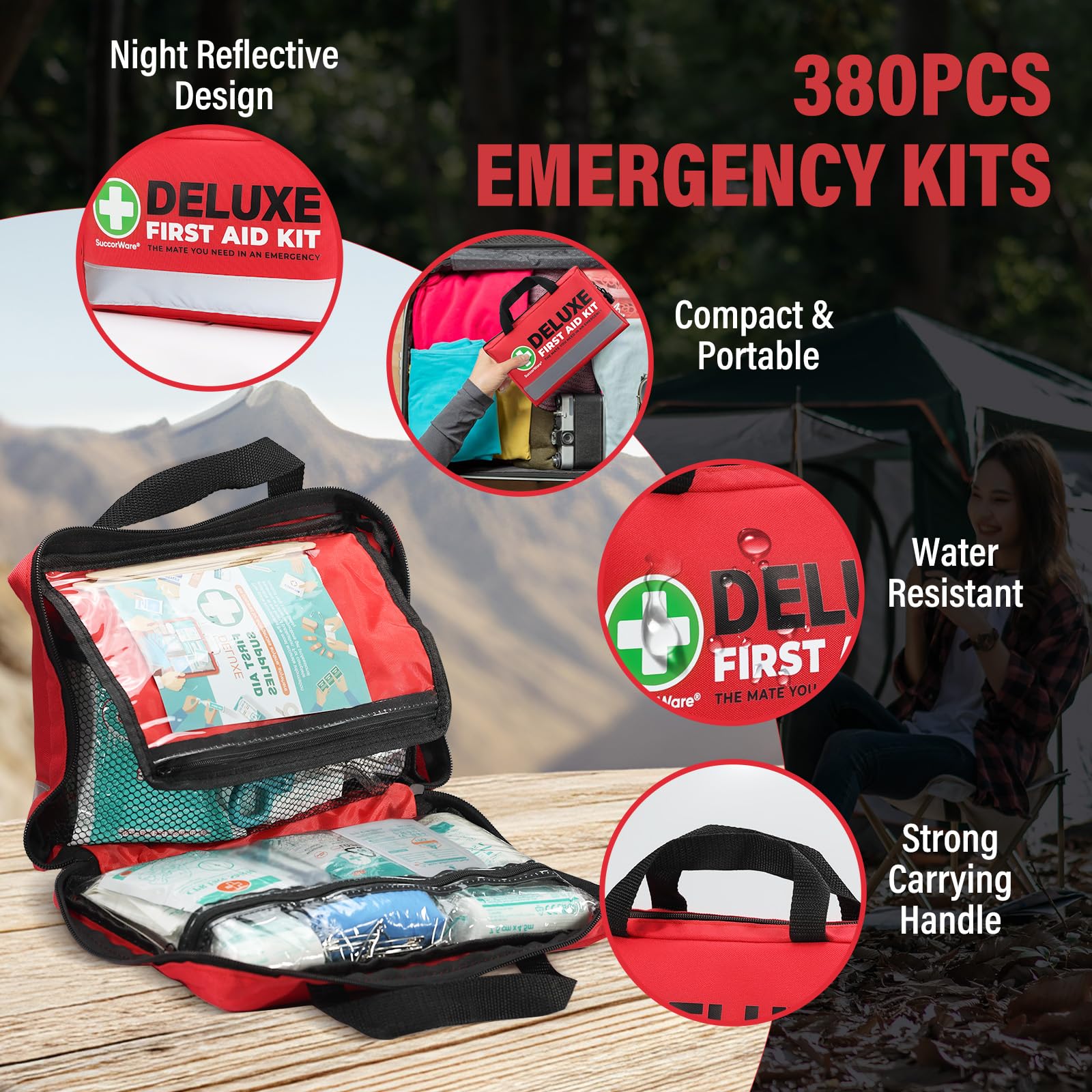 SuccorWare instant cold pack included for temporary relief during activities.