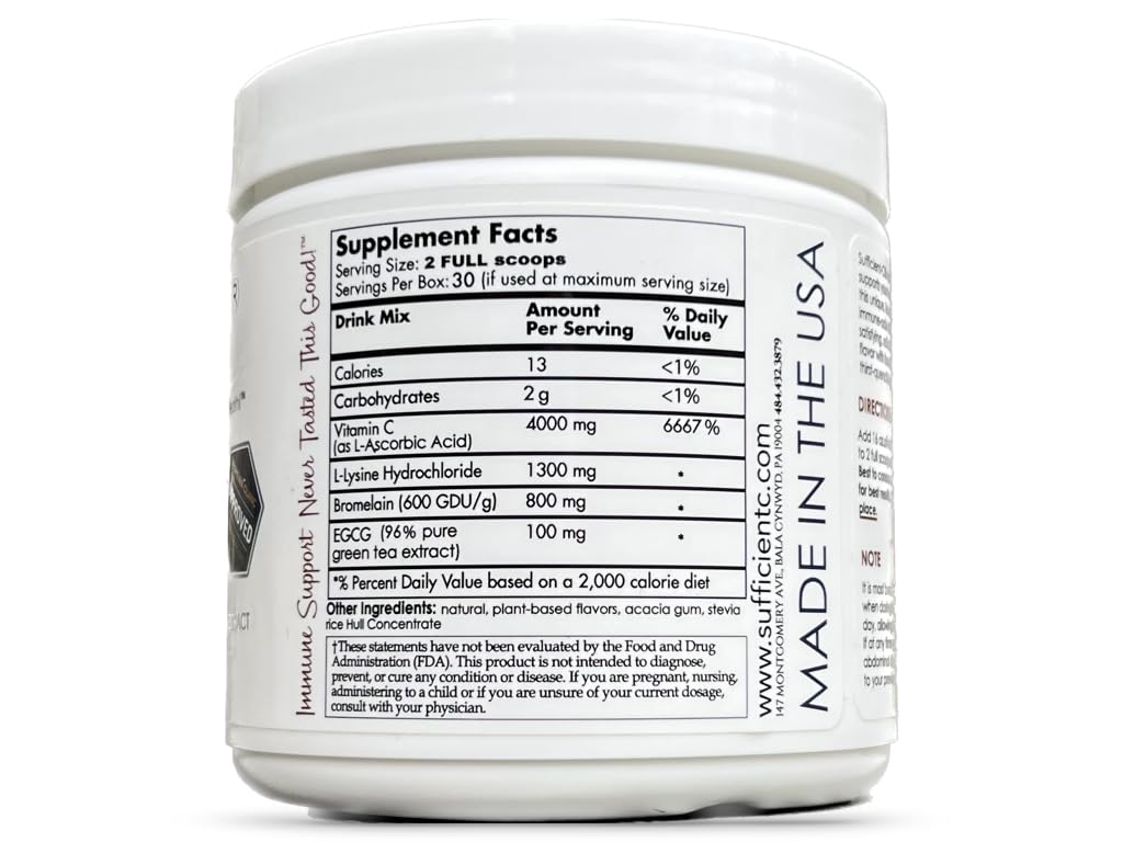 Sufficient-C powder dissolving in water with lemon-peach aroma