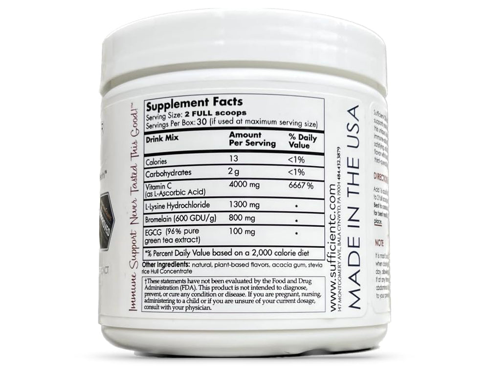 Sufficient-C powder dissolving in water with lemon-peach aroma