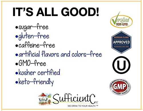 Sufficient-C Lemon Peach foil pack open for on-the-go immune support.