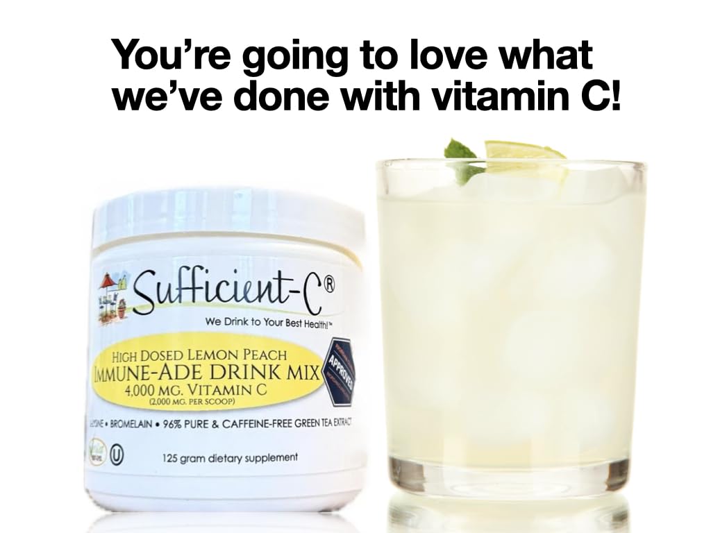 Sufficient-C lemon peach powder dissolving in water for easy mixing
