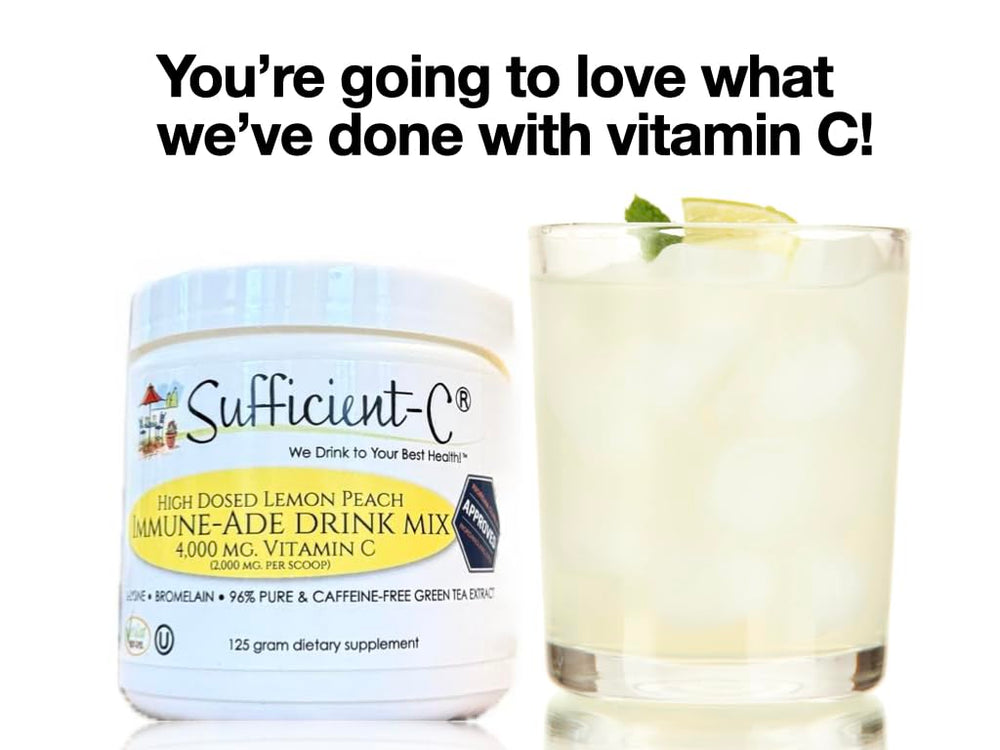 Sufficient-C lemon peach powder dissolving in water for easy mixing