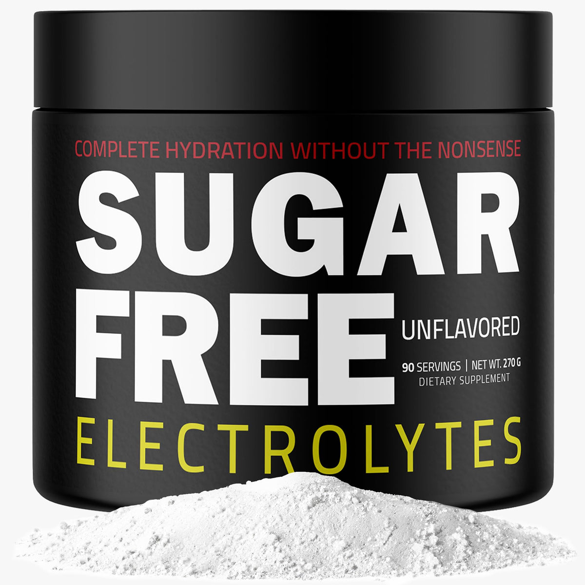 Sugar Free Electrolytes bottle front showing zero sugar and keto-friendly hydration.