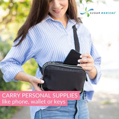 Sugar Medical crossbody wear keeps hands free during activities
