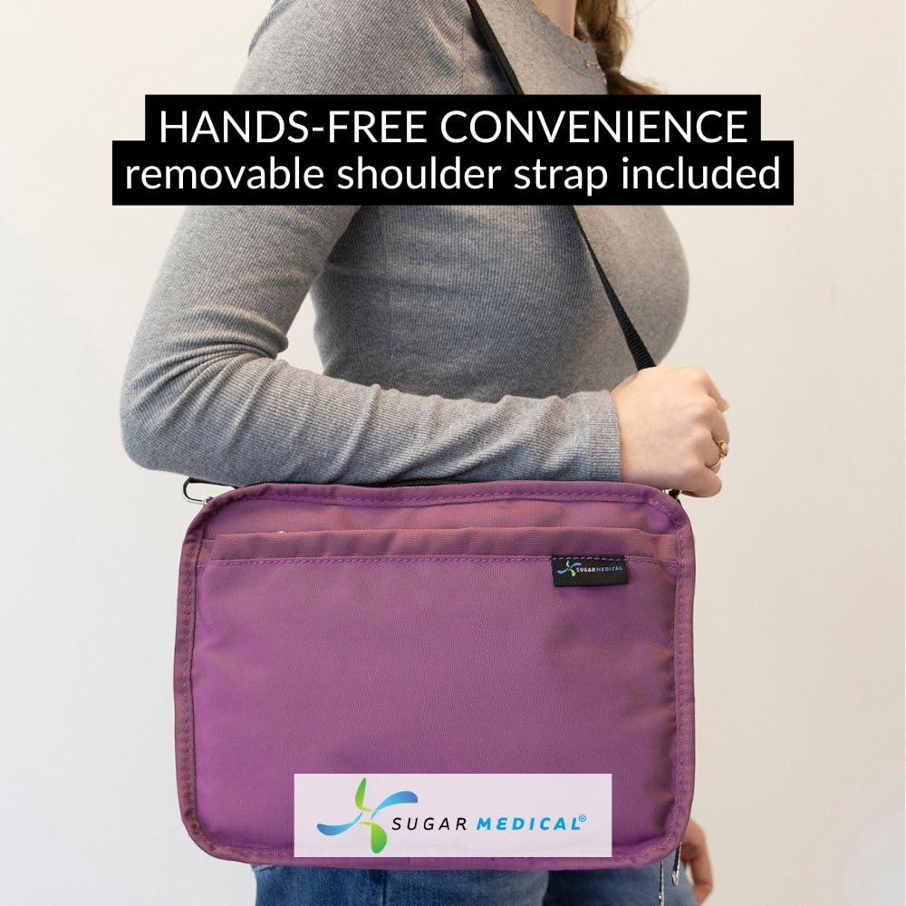 Sugar Medical multiple pockets organized for meters, lancing devices, snacks, and glucose tablets.