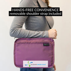 Sugar Medical multiple pockets organized for meters, lancing devices, snacks, and glucose tablets.