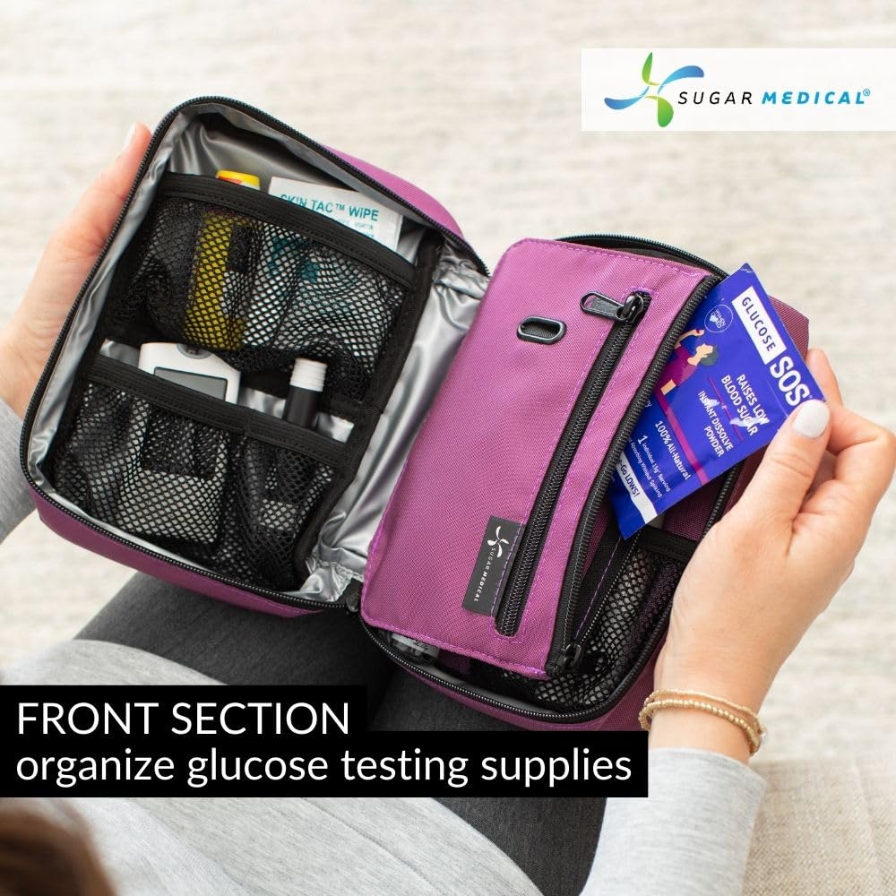 Sugar Medical Insulated Diabetes Organizer elastic loops for strips and vials
