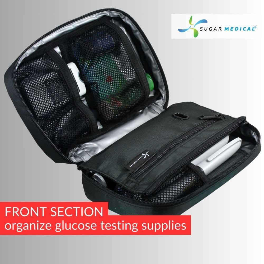 Sugar Medical Insulated Diabetes Organizer mesh pocket for small items like swabs.