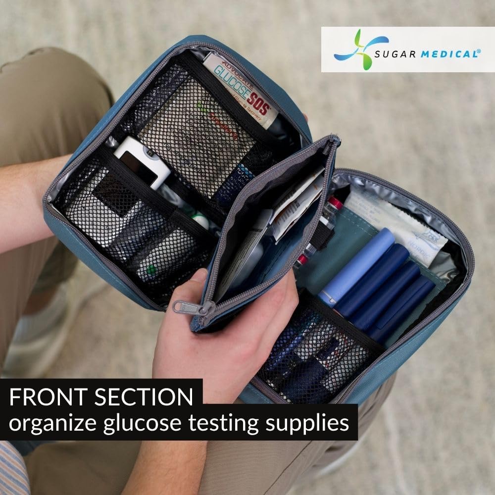 Sugar Medical insulin pen case showing separate pockets and closure