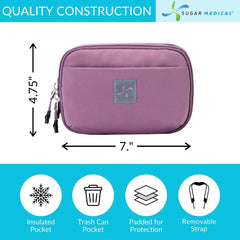 Sugar Medical insulated diabetes supply bag insulated design keeps insulin bottles cool during travel.