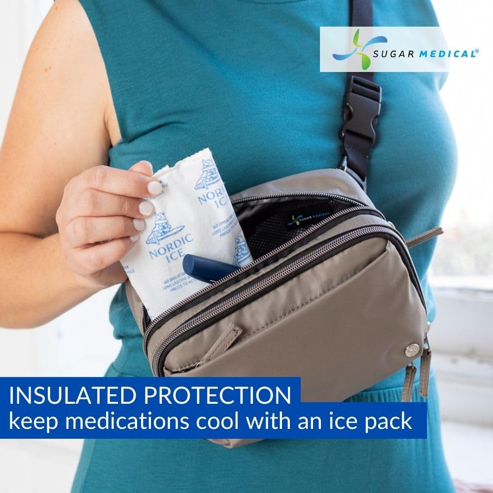 Sugar Medical insulated cross body fanny pack features a stylish, functional design.