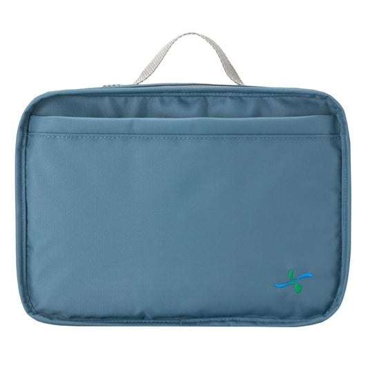 Sugar Medical insulated travel bag front view showing durable steel-blue design for diabetes supplies.