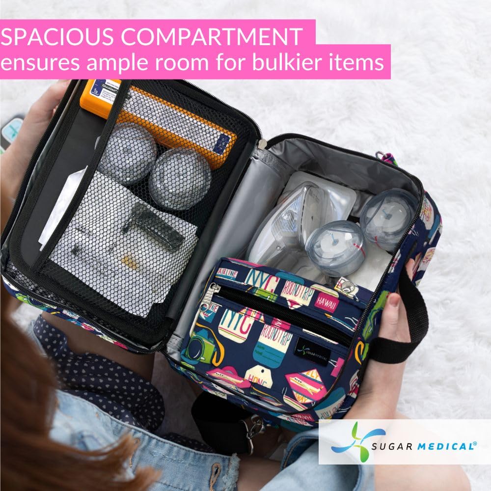 Sugar Medical insulated travel bag back compartment designed for glucagon kit and supplies