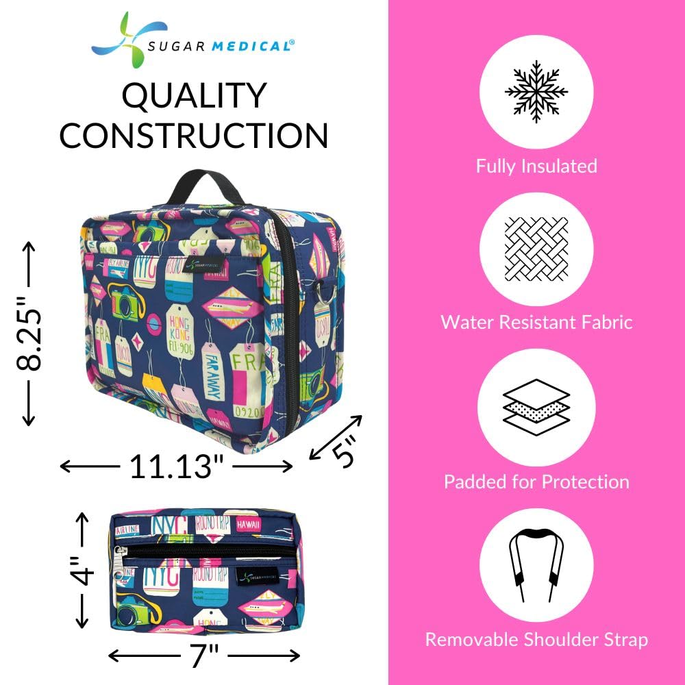 Sugar Medical insulated diabetes travel bag with ice-pack pockets to help maintain temperature