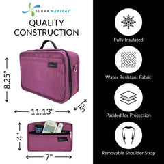 Sugar Medical bag interior layout shows pen and vial slots for insulin.