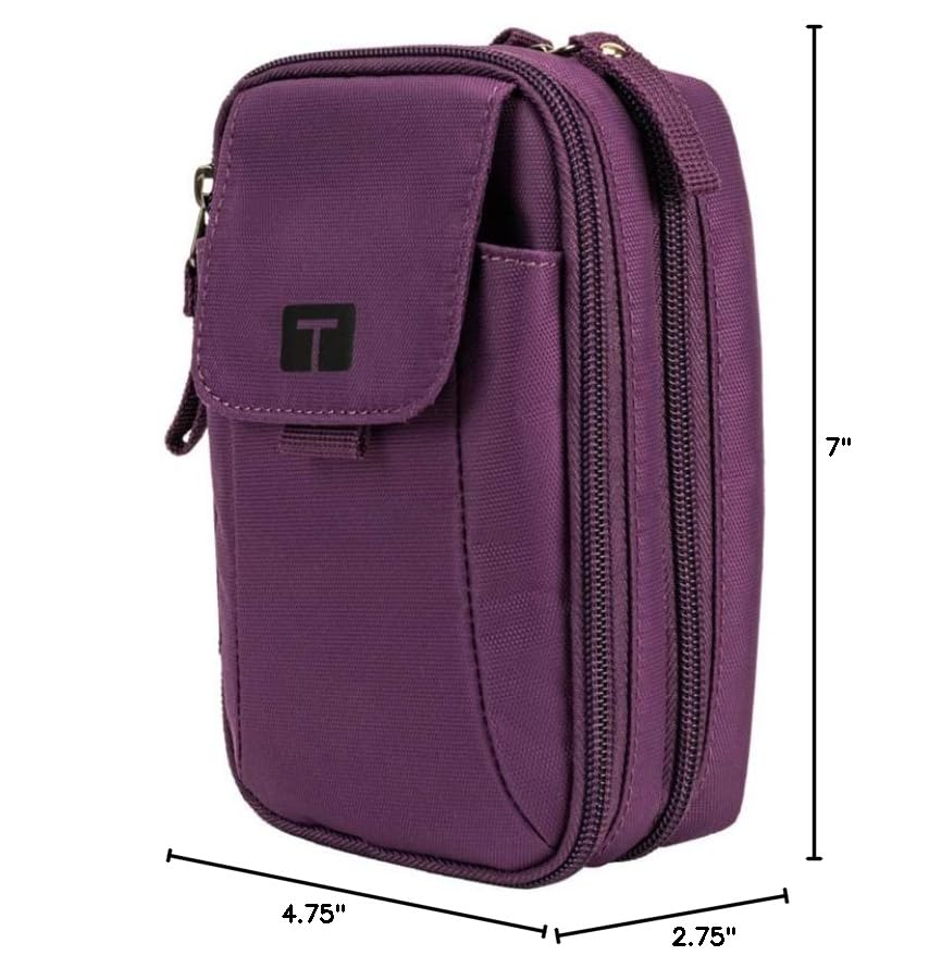 Travel-ready case measures seven by four point seven five by two point seven five inches.