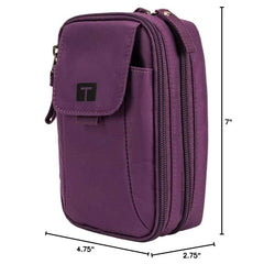 Travel-ready case measures seven by four point seven five by two point seven five inches.