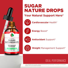 Sugar Nature Drops dropper dispensing bottle for precise daily measurements.