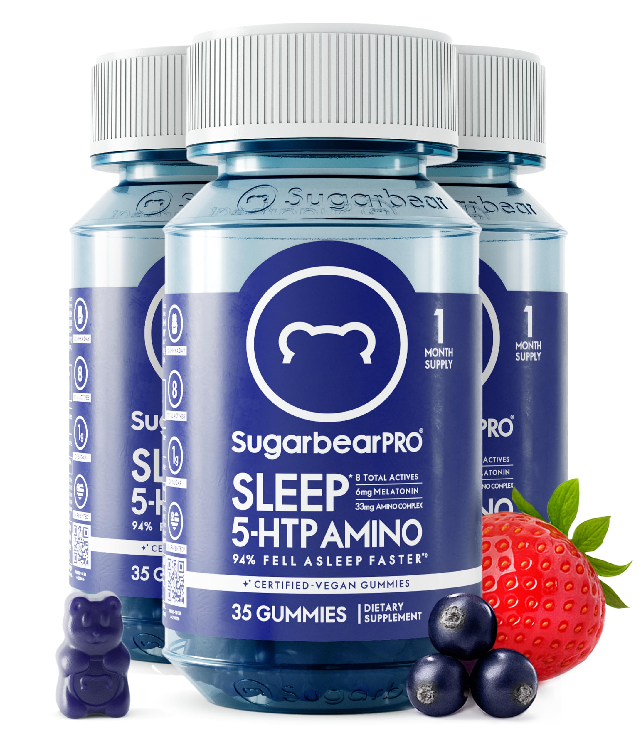 SugarBearHair Sleep Gummy jar front view, a tasty nightly ritual for calm evenings.