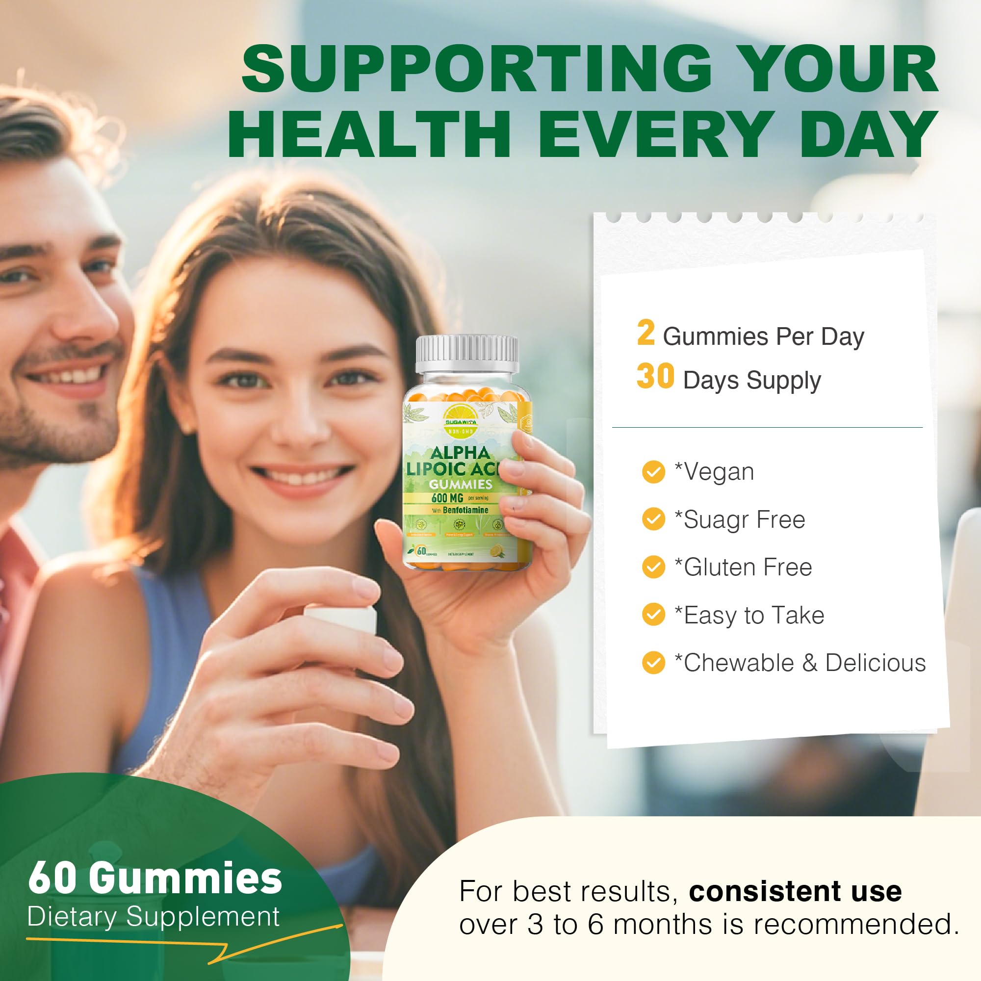 Panel shows Benfotiamine and B vitamins in 5-in-1 blend