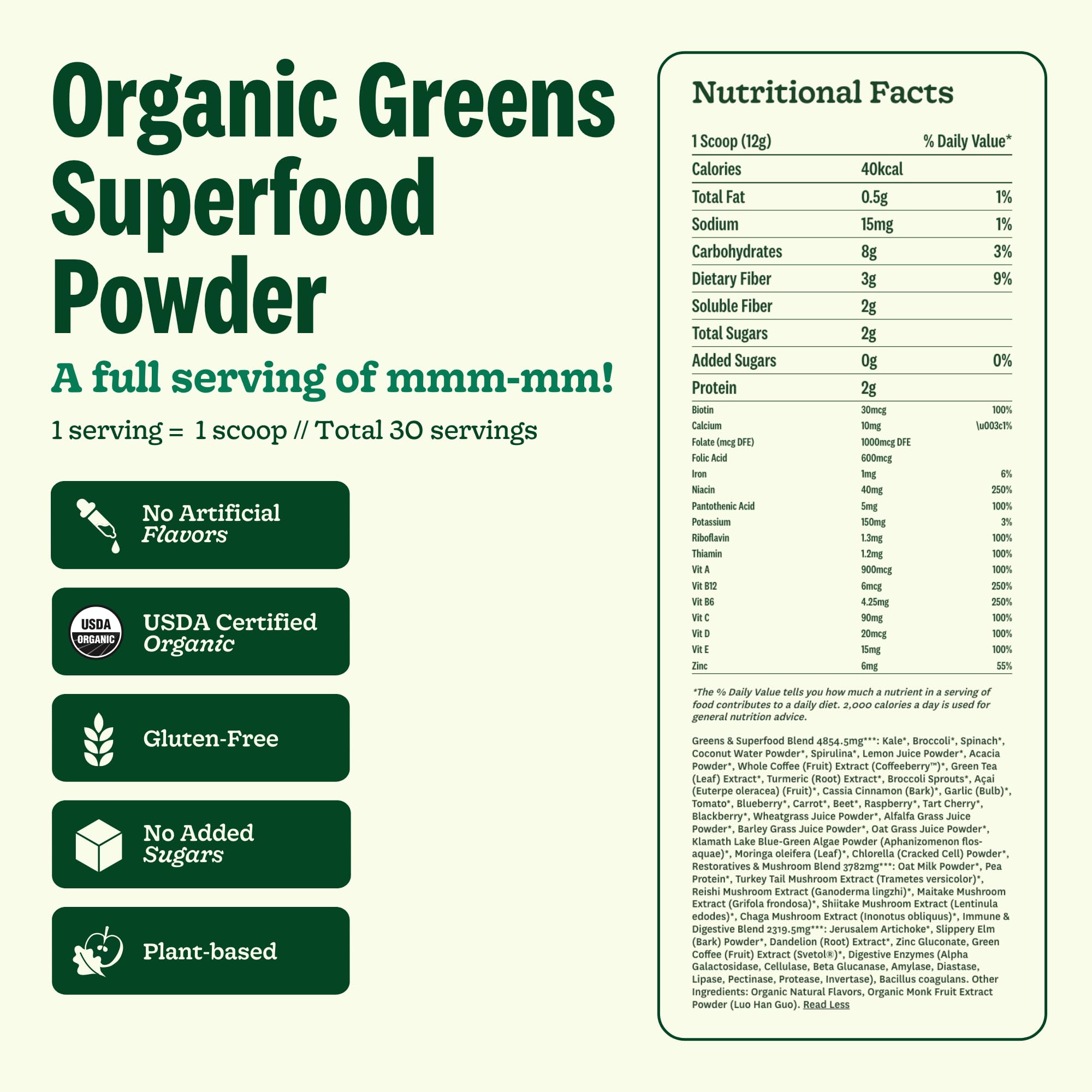Suja Greens powder dissolving in smoothie for easy daily intake.