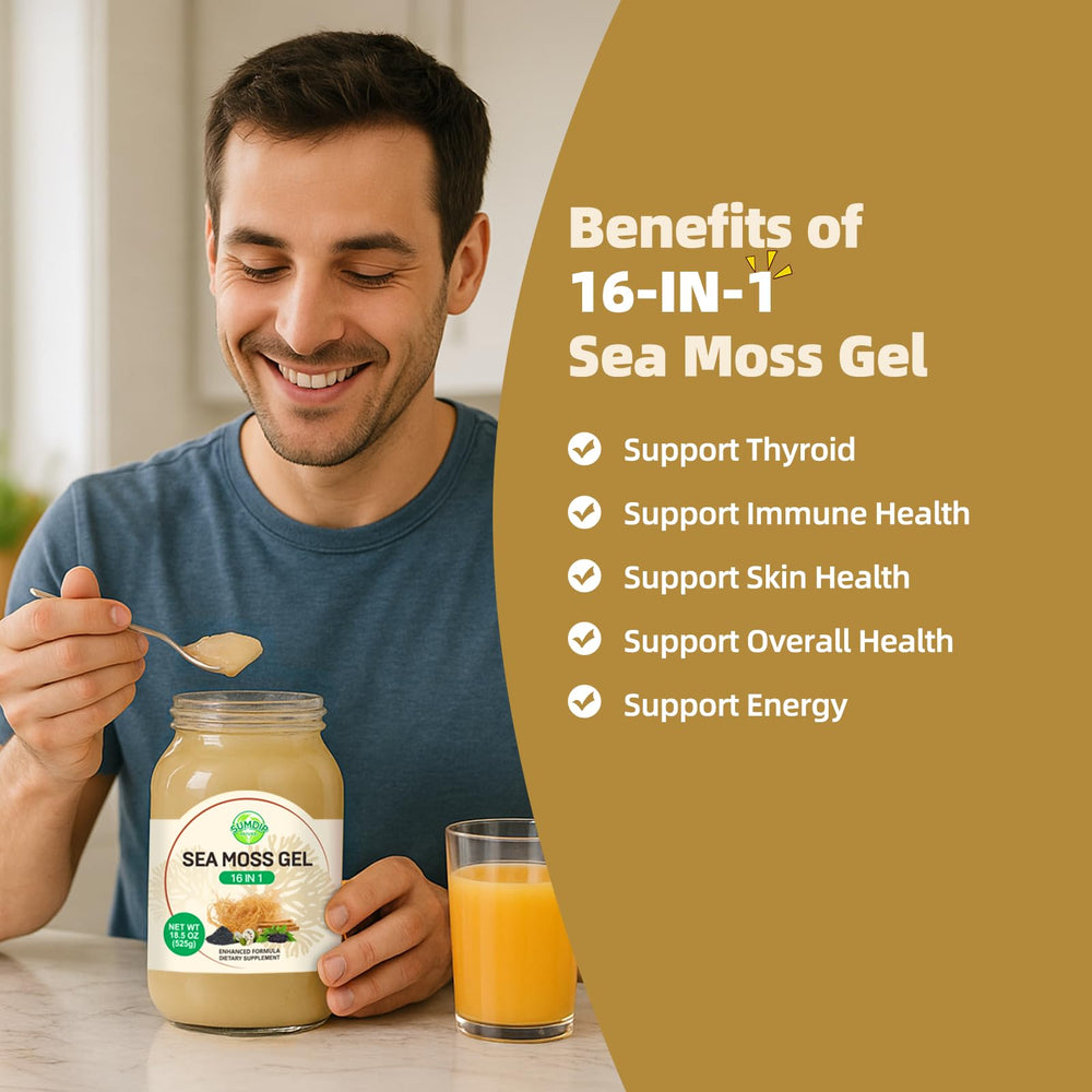 SumDIP Sea Moss Gel packaging emphasizing freshness and quality.
