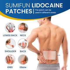 Sumifun patches on knee demonstrating long-lasting comfort.