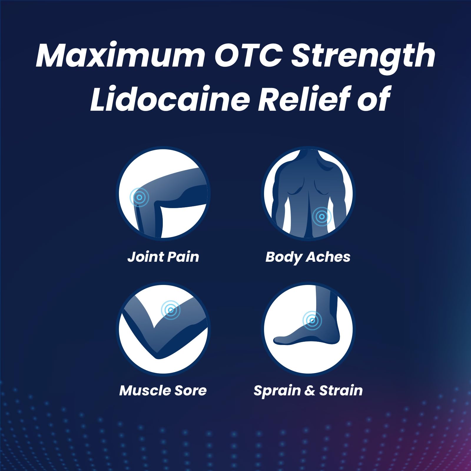 Sumifun 4% Lidocaine patches on shoulder to ease tension and discomfort.