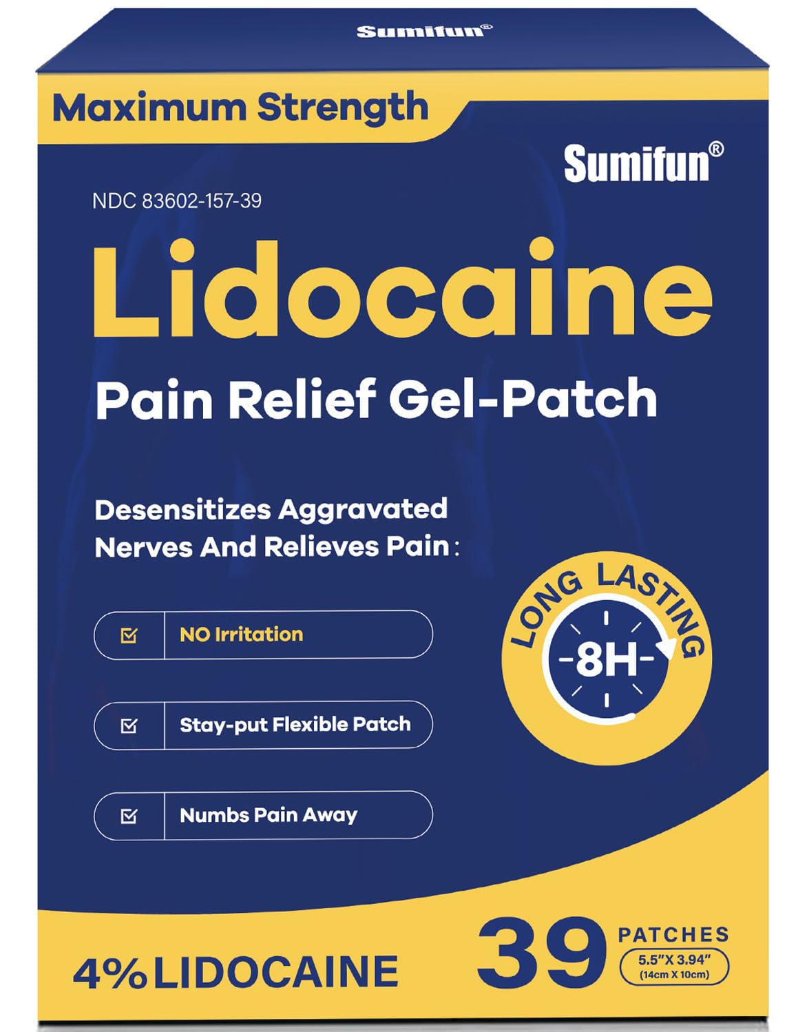 Sumifun 4percent lidocaine patches packaging for portable relief